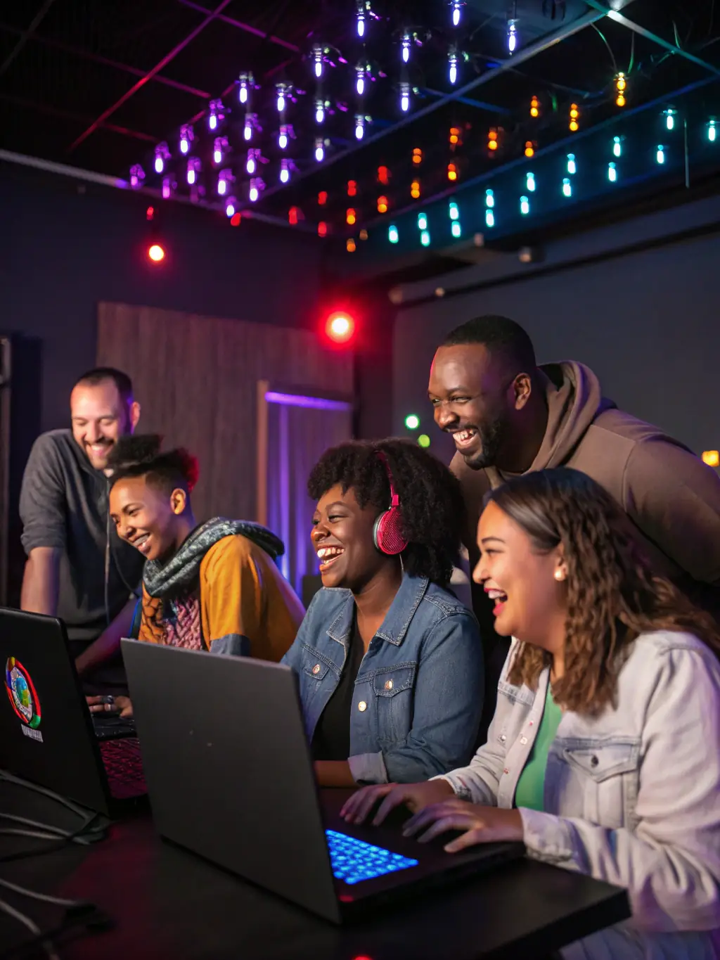 A vibrant image of a virtual party, showing participants interacting and enjoying themselves through their webcams, highlighting the interactive nature of Big Win BR Download's events.